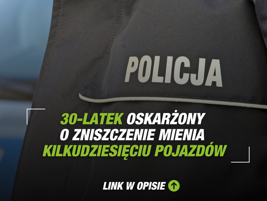 30-latek oskarżony o zniszczenie mienia kilkudziesięciu pojazdów