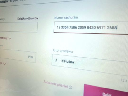 "J***ć Putina" w tytule przelewu? Bank może wstrzymać operację