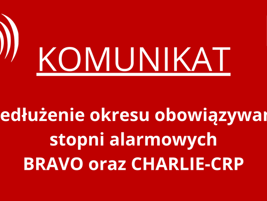 Stopnie alarmowe BRAVO i CHARLIE wciąż obowiązują