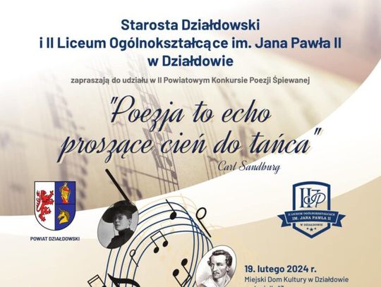 Zaproszenie do wzięcia udziału w II Powiatowym Konkursie Poezji Śpiewanej