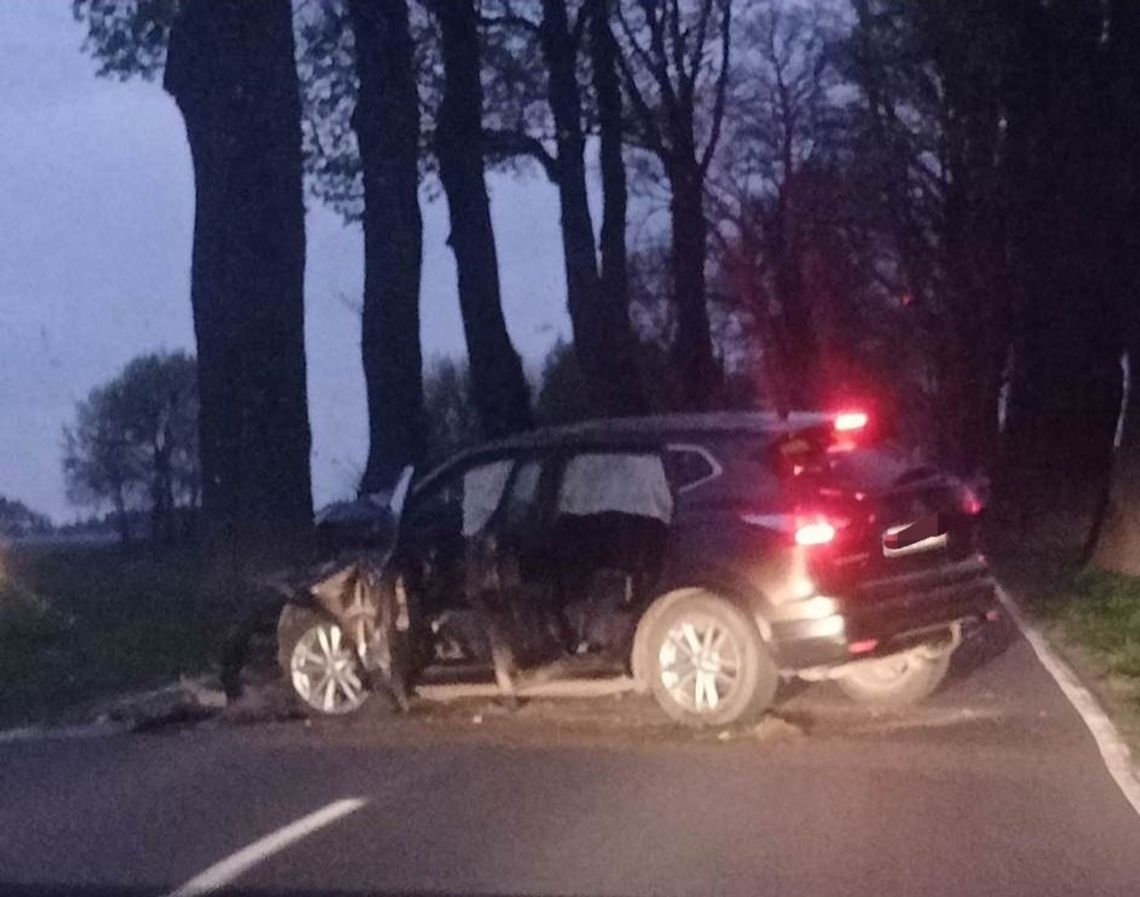 Miał blisko 2 promile alkoholu. Uderzył w drzewo na prostej drodze