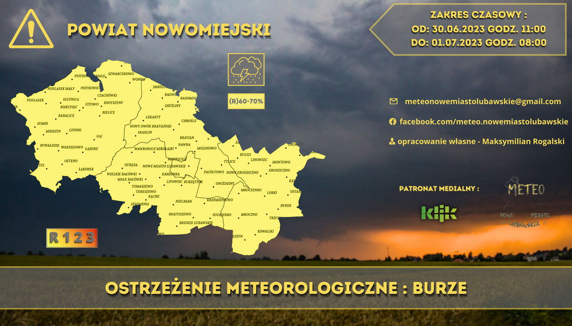 W piątek i nocą z piątku na sobotę  możliwe burze...